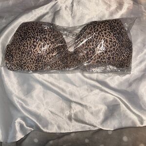 PINK Victoria's Secret Push Up Leopard Print Bra - Tan/Black 36C